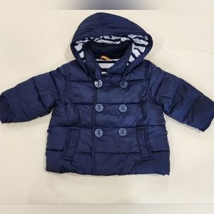NWOT Baby Gap, 6-12 mths Winter Coat, Blue And White, Warm, Pea Coat